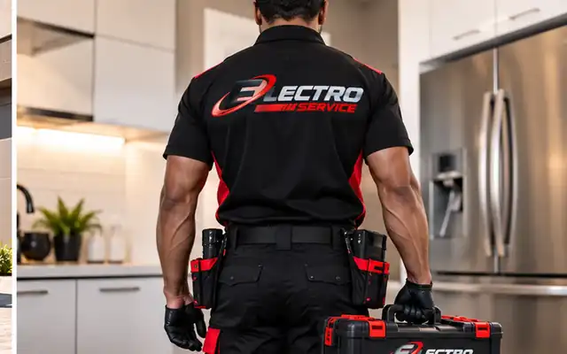 Electro Service appliance repair technician with branded service equipment